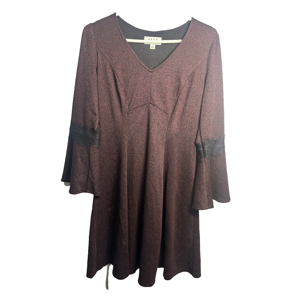 elle womens long sleeve shirt dress v neck size small
